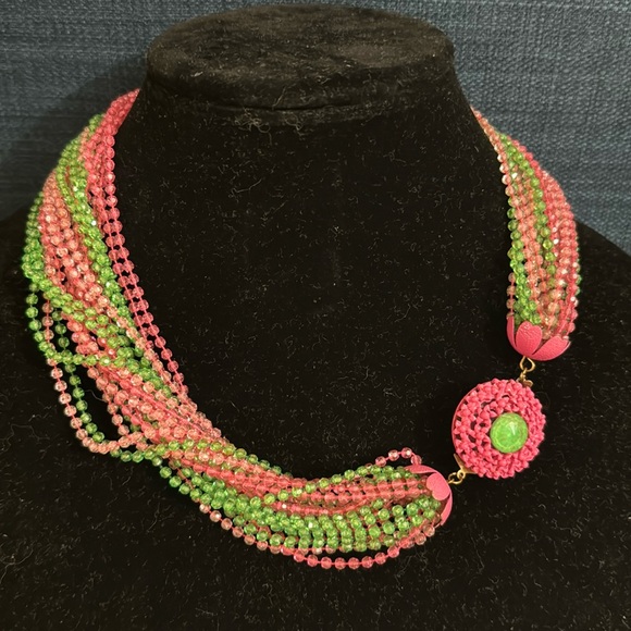 Vintage Multi Strand Necklace With Flowers Clasp - Picture 1 of 6